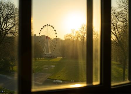 Blick aus dem Fenster auf Wiener Riesenrad